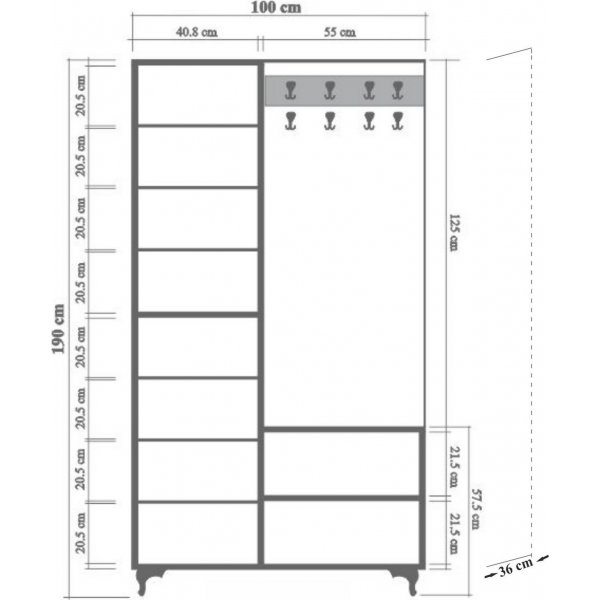 Inci 200 hallmøbler i lys eik Inci 200 hallmøbler i lys eik