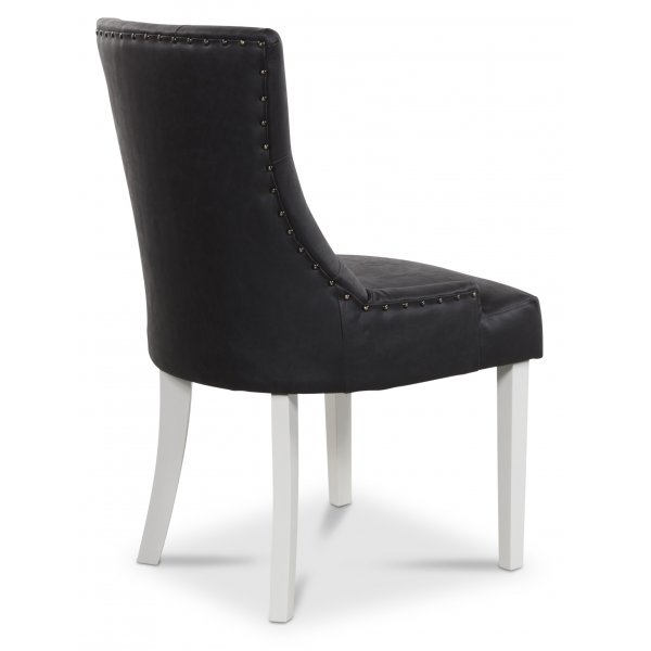 Tuva stol, Svart PU - Hvite ben Tuva stol, Svart PU - Hvite ben