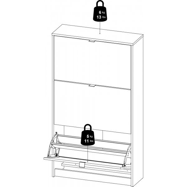 Sko dypt skoskap med 3 rom - Eik/hvit Sko dypt skoskap med 3 rom - Eik/hvit