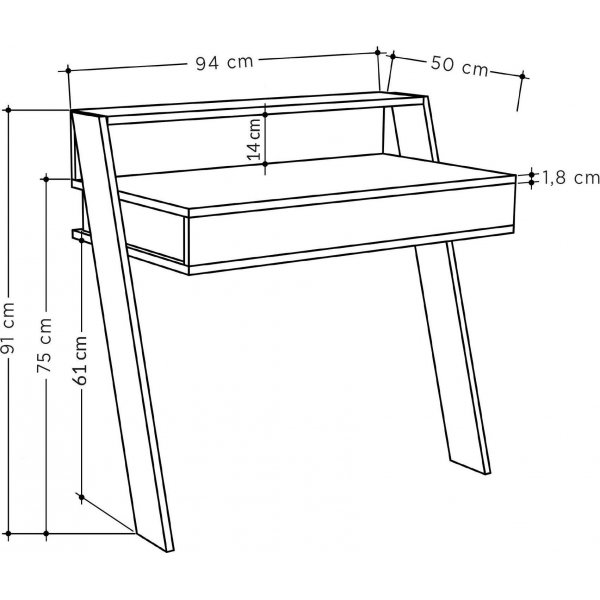 Co-work skrivebord - Hvit/antrasitt