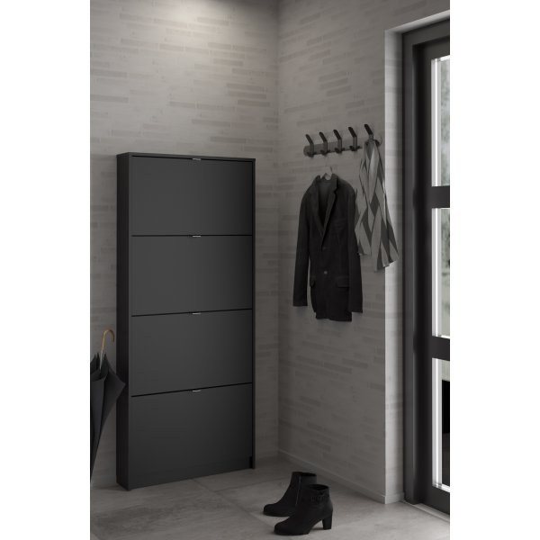 Sko skoskap med 4 rom - Sort Sko skoskap med 4 rom - Sort