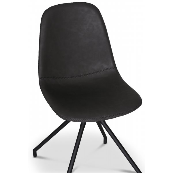 Omni spisegruppe, rundt spisebord Ø130 cm inkludert 4 stk. svarte Bridge svingbare stoler - Svartbeiset eik Omni spisegruppe, rundt spisebord Ø130 cm inkludert 4 stk. svarte Bridge svingbare stoler - Svartbeiset eik