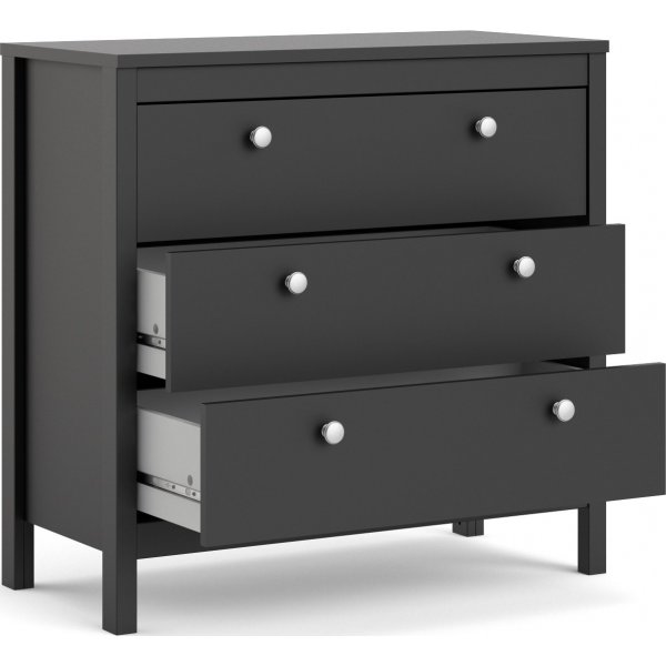 Madrid kommode med 3 skuffer - Sort