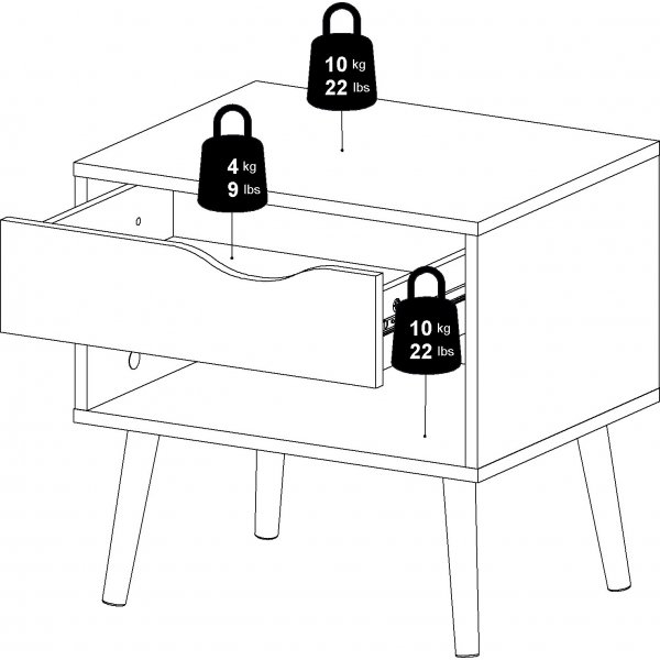 Oslo nattbord - Hvit/eik