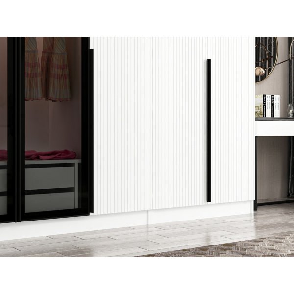 Cikani garderobeskap med speildør, 315x52x210 cm - Hvit Cikani garderobeskap med speildør, 315x52x210 cm - Hvit