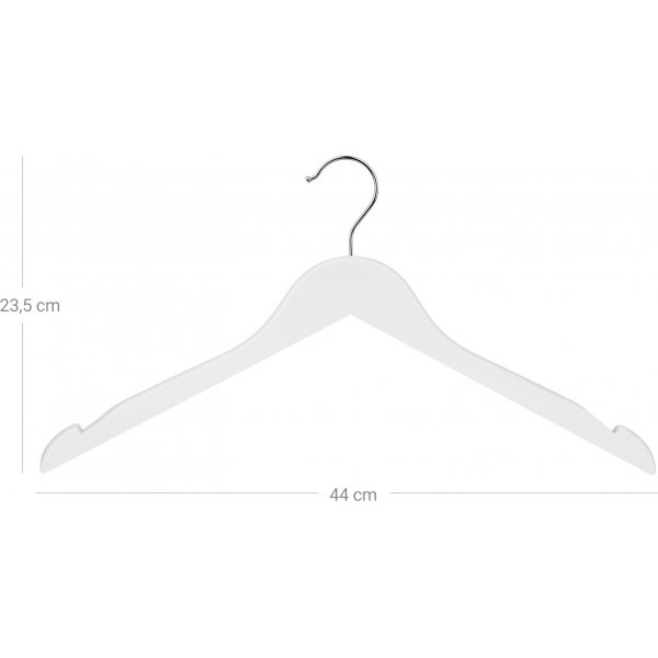 Kleshenger uten bukseben, tre, 44,5 cm, 20-pakning - Hvit