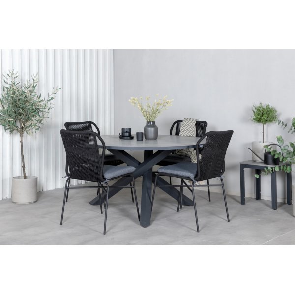 Parma uteservering sett med 4 Julian stoler - Sort/grå Parma uteservering sett med 4 Julian stoler - Sort/grå