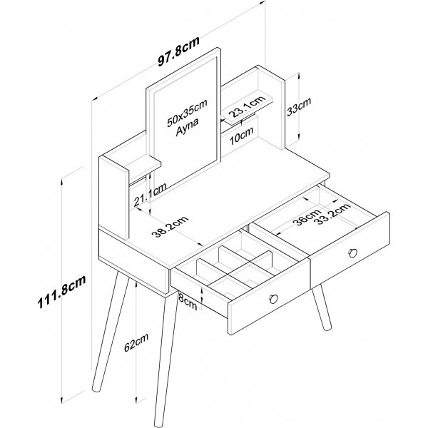 Bijou toalettbord 102 - Hvit Bijou toalettbord 102 - Hvit