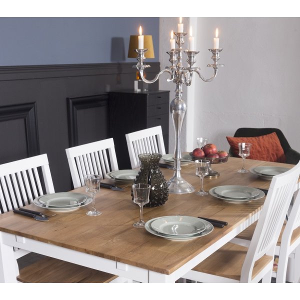 Dalarös spisestol - Hvit / oljet eik + Treolje til møbler Dalarös spisestol - Hvit / oljet eik + Treolje til møbler