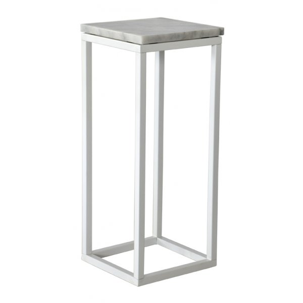 Accent nattbord/piedestal 65 - Hvit marmor / hvit underdel