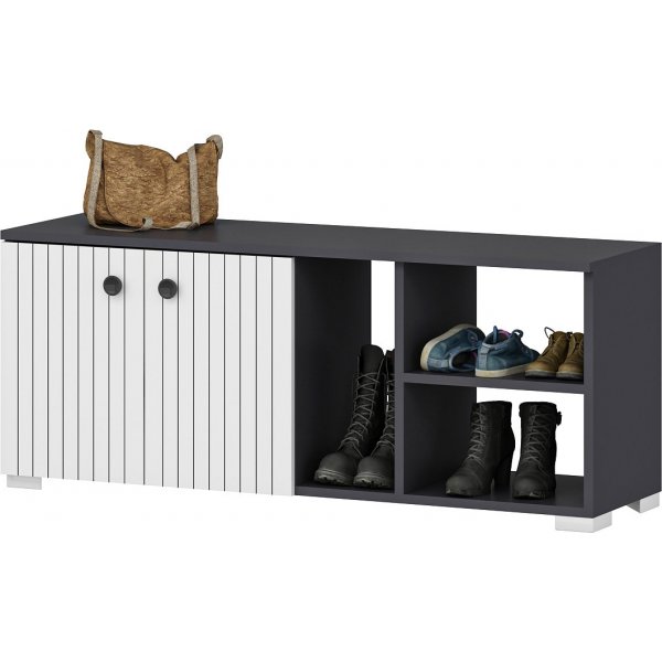 Sarandon skoskap - Antrasitt/hvit