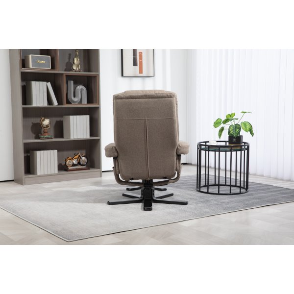 Oslo hvilestol med krakk i mørk beige stoff Oslo hvilestol med krakk i mørk beige stoff