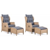 Trondheim utendørs møbelgruppe folding lenestol & fotskammel - Natur kunstrotting Trondheim utendørs møbelgruppe folding lenestol & fotskammel - Natur kunstrotting