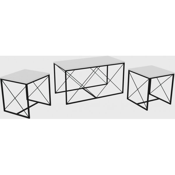 Ravina salongbord 45/100 x 45/50 cm - Hvit/svart