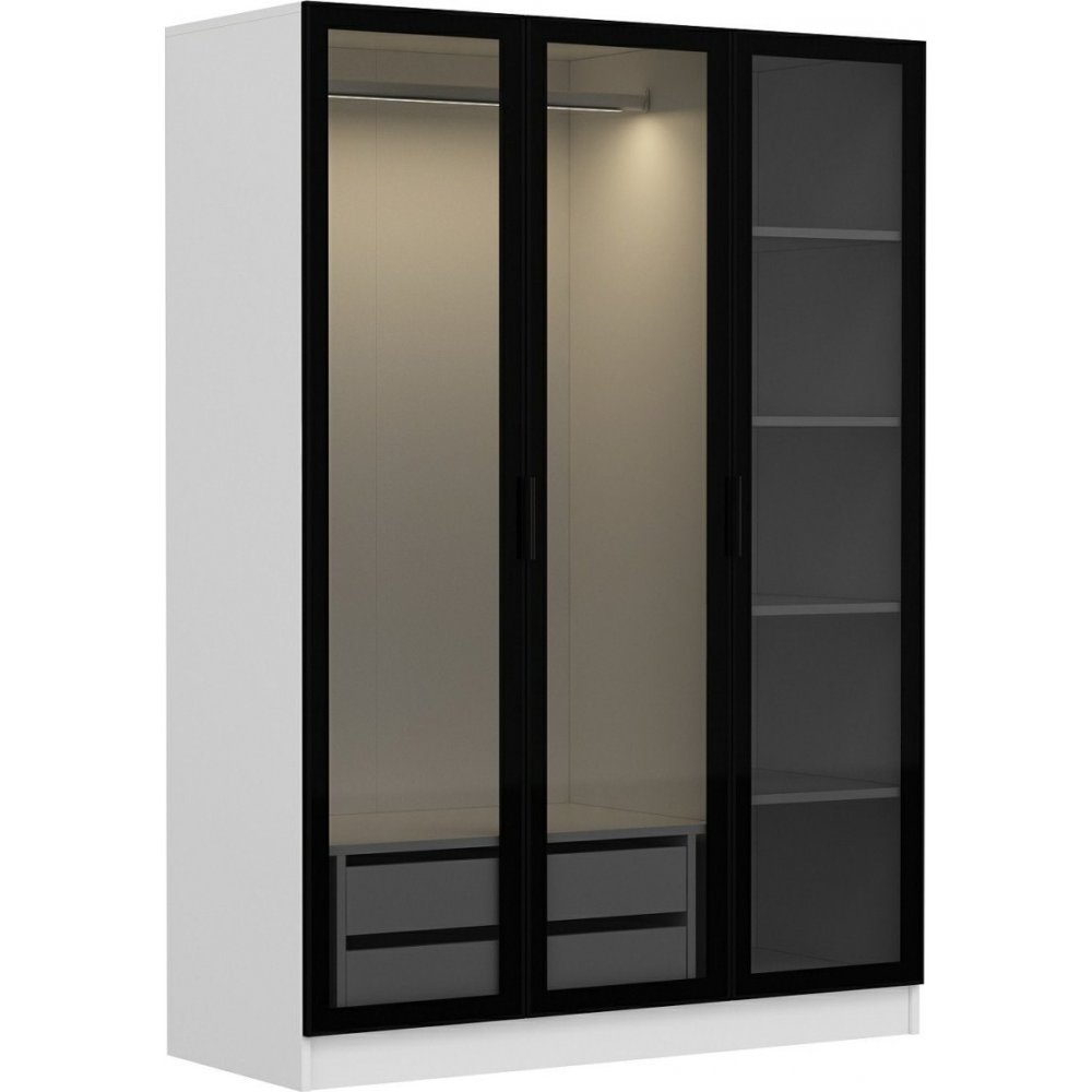 Cavolo garderobeskap 135 x 52 x 210 cm - Hvit/svart - Garderober