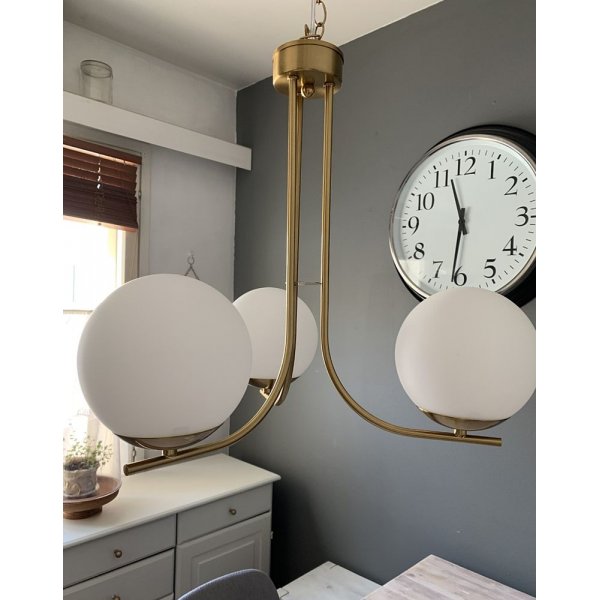 Taklampe Orfeus - Matt messing / opalhvit