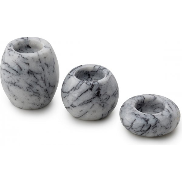 Lysholder i hvit marmor fra Sicilia - 3 stk Lysholder i hvit marmor fra Sicilia - 3 stk