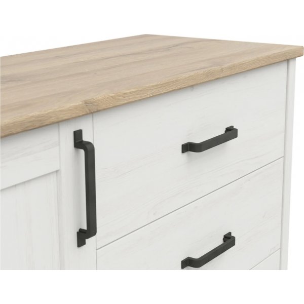 Loksa kommode 120 cm - Hvit furu/eik Loksa kommode 120 cm - Hvit furu/eik