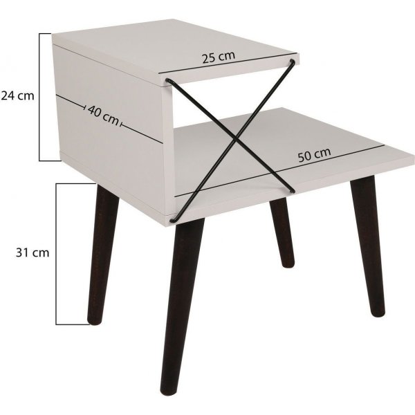 Cross nattbord - Hvit