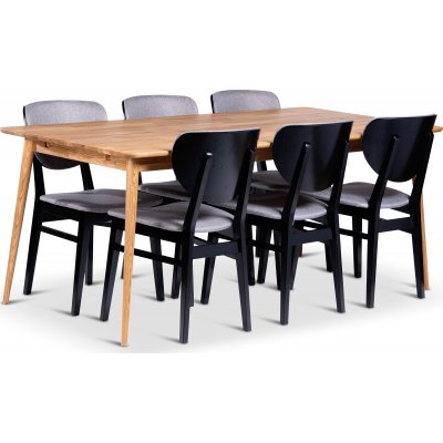 Alborg spisebord 180x90 cm med 6 Borgholm stoler