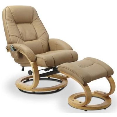 Lanzer massagelenestol med fotskammel - Lys beige