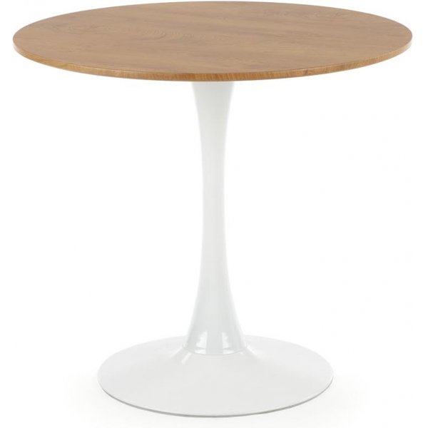 Spisegruppe Sumner 80 cm eik/hvit med 2 Plaza-stoler i gr flyel