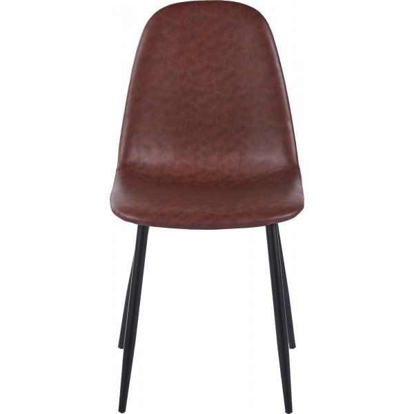Stol i brunt PU med svarte ben - Bjurtr�sk
