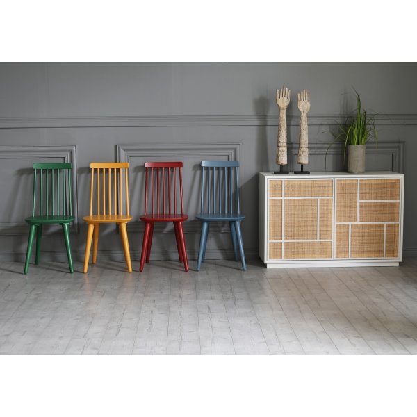 Stockholm skjenk 120 cm bred hvit med rotting