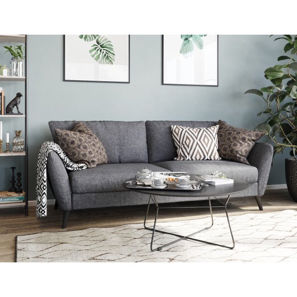 Country 2,5-seter sofa - Gr (stoff) / Svarte ben