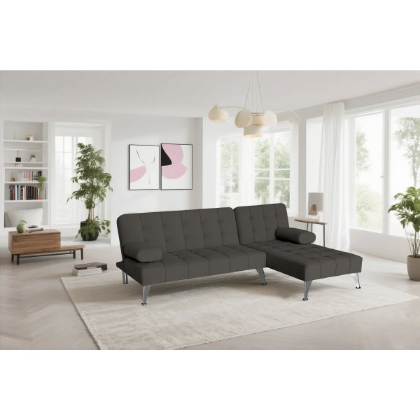 Sovesofa med divan i brun flyel