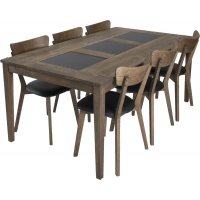Habo spisegruppe inkl. 6 stk Ekeby stoler - Eik/granit Habo spisegruppe inkl. 6 stk Ekeby stoler - Eik/granit