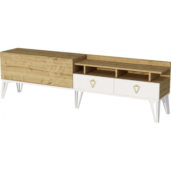 Royal mediebenk - Hvit/eik Royal mediebenk - Hvit/eik