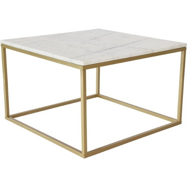 Accent sofabord 75 - Hvit marmor / Messingfarget underdel