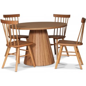 Cleo spisegruppe, rundt bord 110 cm, inkludert 4 stk. Orust pinnestoler - Oljet eikefiner Cleo spisegruppe, rundt bord 110 cm, inkludert 4 stk. Orust pinnestoler - Oljet eikefiner