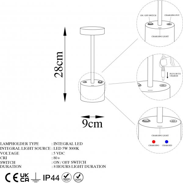 Kay bordlampe - Krom