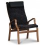 Lammet lenestol i saueskinn scandinavian dark grey - Brunbeiset eik