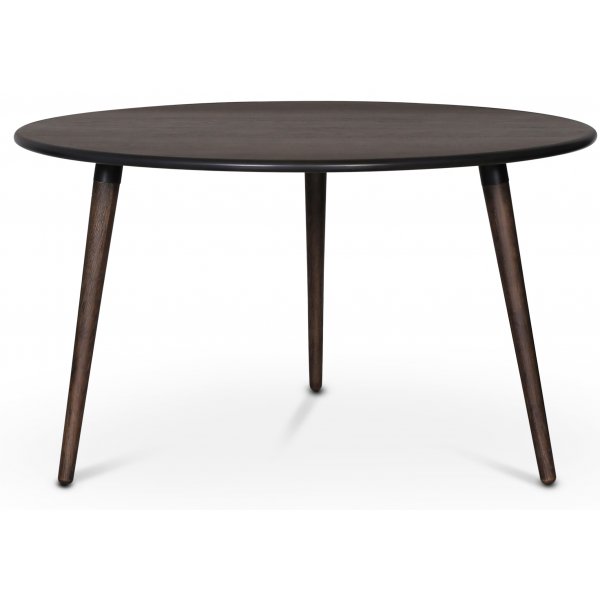 Omni spisegruppe, rundt spisebord Ø130 cm inkludert 4 stk. svarte Tony stoler i bøyd tre - Røykfarget eik + 3.00 x Møbelføtter Omni spisegruppe, rundt spisebord Ø130 cm inkludert 4 stk. svarte Tony stoler i bøyd tre - Røykfarget eik + 3.00 x Møbelføtter