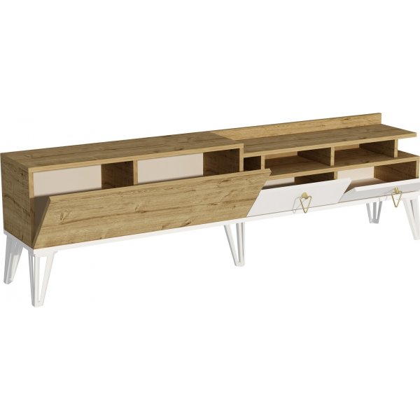 Royal mediebenk - Hvit/eik Royal mediebenk - Hvit/eik