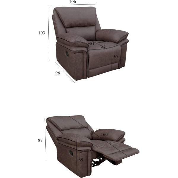 Reclinerlenestol Riverdale - Brun (Mikrofiber) + Tekstilrens for møbler Reclinerlenestol Riverdale - Brun (Mikrofiber) + Tekstilrens for møbler