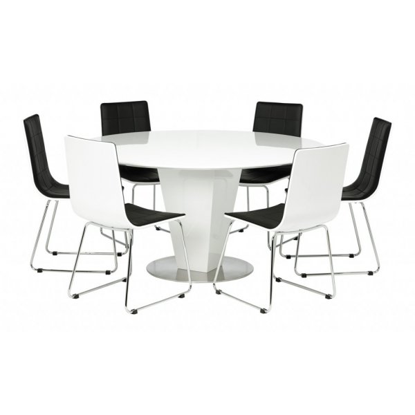 Cecilia spisebord rundt �150 cm - Hvit/krom