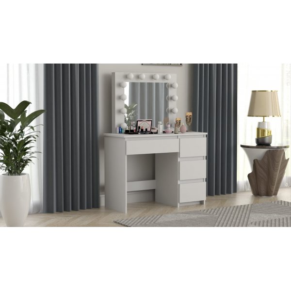 Vanity hvitt toalettbord med belysning