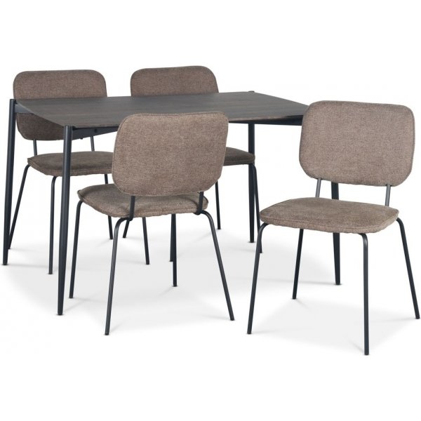 Lokrume spisegruppe med bord p 120 cm i mrkt tre + 4 stk Lokrume brune stoler