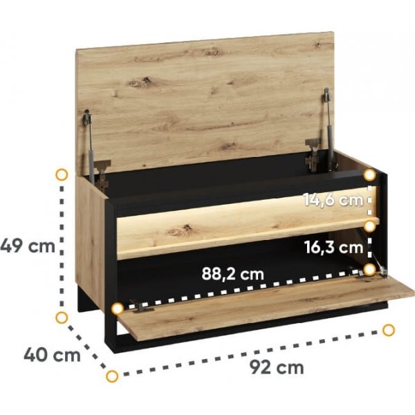 Quant hallbenk 92 cm - Artisan eik/sort