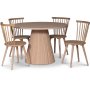 Cleo spisegruppe, rundt bord 110 cm, inkludert 4 stk. hvitoljede Castor pinnestoler - Whitewash/eikefiner
