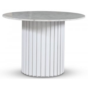 Empire spisebord - Lys marmor / Hvit lamell trefot