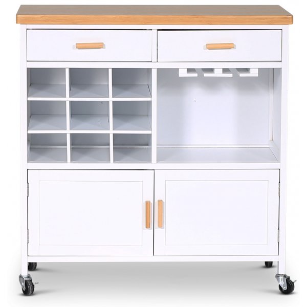 Living kjøkkenøy med vinstativ - Eik/hvit + Tekstilpleie for møbler Living kjøkkenøy med vinstativ - Eik/hvit + Tekstilpleie for møbler