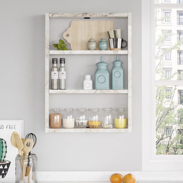 Pera vegghylle - Hvit marmoreffekt