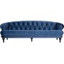 Sofa Chesterfield 3-seters sofa i bl flyel