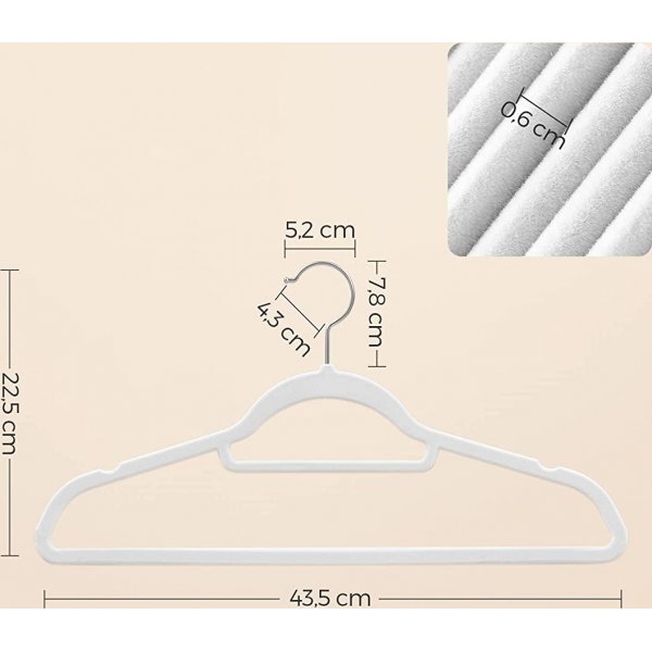 Kleshenger, fl�yel, 43,5 cm, 50-pakning - Hvit/rosa