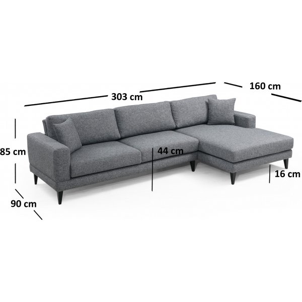 Nordic divansofa - M�rk gr�